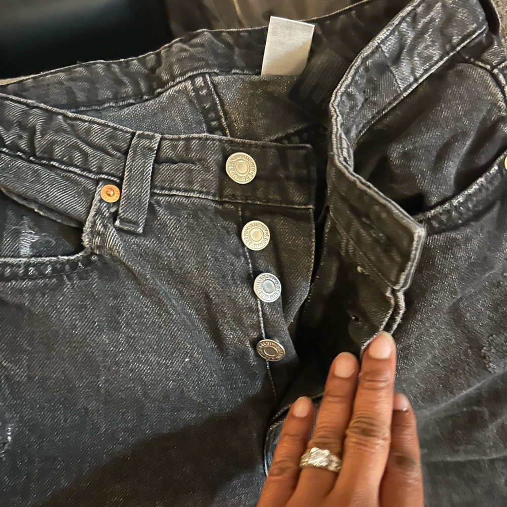 Distressed Demin Black  Jeans for Women - Picture 2 of 3